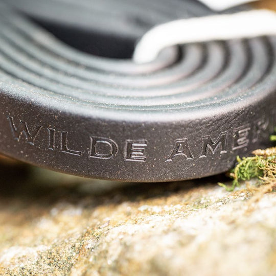 Close up of Wilde American logo on 5.5 Flat Dog Leash