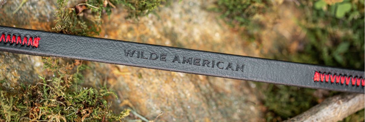 Wilde American logo engraved in leather dog leash